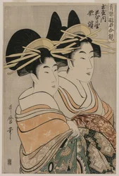 Las cortesanas Kasugano y Utahama de Tamaya..., c. 1800