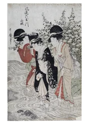 Tres Bijin en el río, Periodo Edo, c.1790-1804 (xilografía sobre papel)