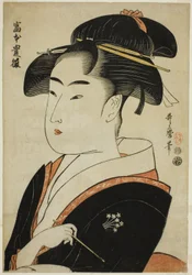 Tomimoto Toyohina, de la serie "Bellezas famosas de Edo (Edo komei bijin)"