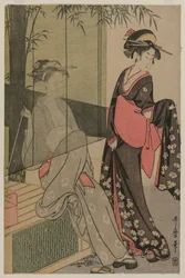 Dos mujeres junto a una persiana de bambú, c. 1797 o 1798