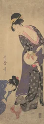 Dos mujeres con un bebé que juega en el suelo, ca. 1793