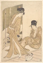 Dos jóvenes envueltas en yukata después de un baño