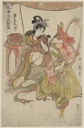 Urashimataro del tríptico "Juego de tres tazas de sake para el primer mes" 1800-01 (xilografía en color)