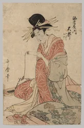 Mujer de Yoshiwara Leyendo un Pergamino