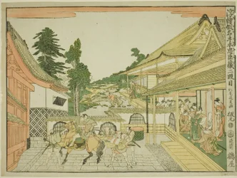 Acto II (Nidanme), de la serie "Imágenes en perspectiva del Almacén de Retenedores Leales (Uki-e kanadehon Chushingura)"
