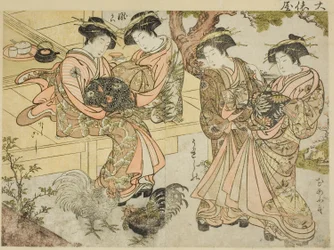 Cortesanas de Ogiya, del libro "Espejo de mujeres hermosas de los barrios de placer (Seiro bijin awase sugata kagami)," vol. 1