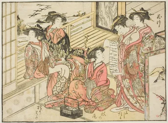 Cortesanas de Okamoto, del libro "Espejo de mujeres hermosas de los barrios de placer (Seiro bijin awase sugata kagami)," vol. 2