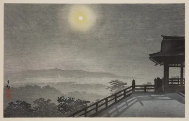 Noche de luna fresca en Kiyomizudo en la capital oriental