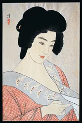 Geisha Ichimaru, ca 1933, por Kobayakawa Kiyoshi, xilografía Oban, 40.5x26 cm, período Meiji-Showa, Japón, siglo XX