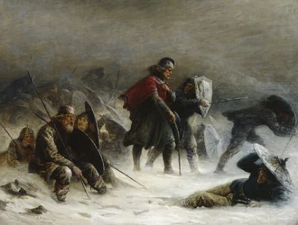 Rey Sverre en una ventisca en las montañas Voss
