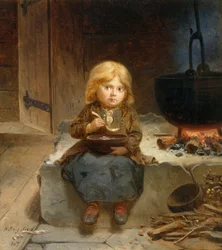 Niña pequeña, chimenea abierta