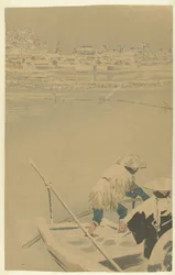 Nieve crepuscular en Matsuchiyama Caras nuevas en lugares famosos de Tokio (título de la serie) Tokyo meisho shinkei no uchi (título de la serie)