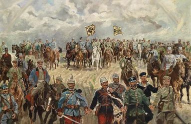 Los monarcas aliados con sus comandantes en la Primera Guerra Mundial