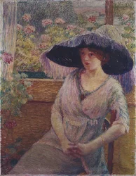 Muchacha con sombrero negro