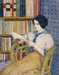 Mujer leyendo (óleo sobre lienzo)