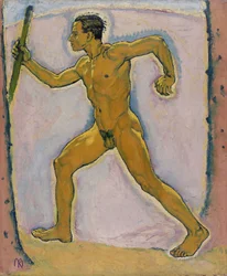 ""The Wayfarer"" (El caminante) Pintura de Koloman Moser (1868-1918) - 1914 - Óleo sobre lienzo Dim 75,5x62,4 cm Museo Leopold, Viena