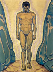 Stehender Jüngling - Joven de pie ... (óleo sobre lienzo)