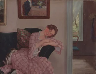 Una dama durmiendo en rosa