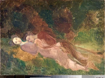 Amantes (Amantes) - Pintura de Konstantin (Konstantin) Andreevich Somov (1869-1939), óleo sobre lienzo