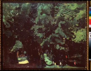 Un parque. Pintura de Konstantin (Constantin) Andreyevich Somov (1869-1939), óleo sobre lienzo