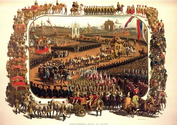 Álbum de la coronación del zar Alejandro III de Rusia (1845-1894) y de la emperatriz María Fiódorovna (Dagmar de Dinamarca) (1847-1928) - La entrada ceremonial de Alejandro III en Moscú (del Álbum de la coronación)