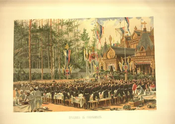 El banquete de coronación en Sokólniki, del Álbum de la coronación, 1883
