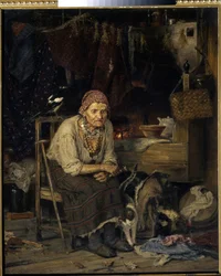 Una bruja. Pintura de Konstantin Apollonovich Savitsky (1844-1905), óleo sobre lienzo