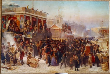Baladines en la Plaza Admiraut en San Petersburgo