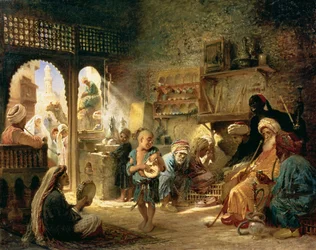 Cafetería en El Cairo, 1870s