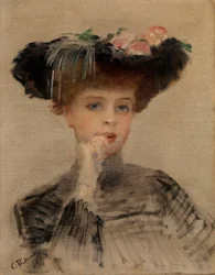 Mode Belle Epoque : ""La Parisienne"" - Peinture de Konstantin Yegorovich Makovsky (Constantin Makovski) (1839-1915)