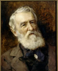 Retrato del escritor Dmitri Grigorovich (1822-1899), escritor ruso. (Retrato del autor Dmitry Grigorovich) Pintura de Konstantin Yegorovich Makovsky (Constantin Makovsky) (1839-1915). Óleo sobre tela. San Petersburgo, Museo Museo Estatal Ruso