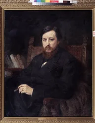 Retrato del compositor Mikhail P. Azanchevsky (Azanchevsky) (1839-1881) (Retrato del compositor M.P.Azanchevsky). Pintura de Konstantin Yegorovich Makovsky (Constantin Makovsky) (1839-1915), óleo sobre lienzo