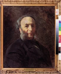 Retrato du peintre Ivan Aivazovsky (Aivazovsky) (1817-1900). (Retrato Del Artista Ivan Aivazovsky). Pintura de Konstantin Yegorovich Makovsky (Constantin Makovski) (1839-1915), huile sur toile