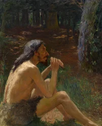 Hombre de las cavernas tocando la flauta