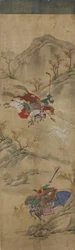 Escena de caza (3 jinetes con conejo y animales míticos)