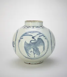 Jarra con diseños de tortugas y grullas, siglo XIX