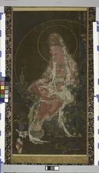El bodhisattva de la rama de sauce Avalokiteshvara (Kwanseûm Posal) sentado en un jardín paradisíaco, dinastía Koryo