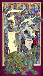 Collage abstracto y colorido de mascotas