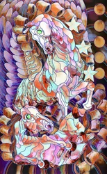Caballos fantásticos en vitrales