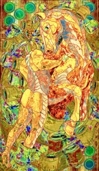Abrazo de caballos en mosaico