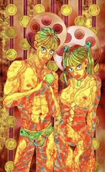 Una pareja de manzanas surrealista