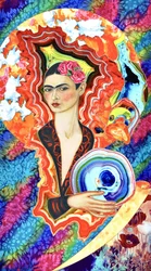 Mujer con una corona de flores surrealista
