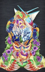 Aves y flores de fantasía llenas de colorido