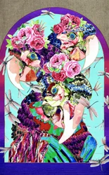 Guacamayos con motivos florales de colores vivos