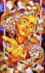 Retrato fragmentado y vibrante