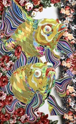 Pez floral dorado y llamativo