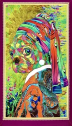 Perro con un pendiente de perla muy original