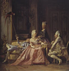 Escena de la corte de Christian VII de Dinamarca