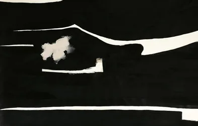 Abstracto negro con flor rosa