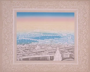 Vista aérea de Londres mostrando el puente de Waterloo y el puente de Blackfriars, c. 1845